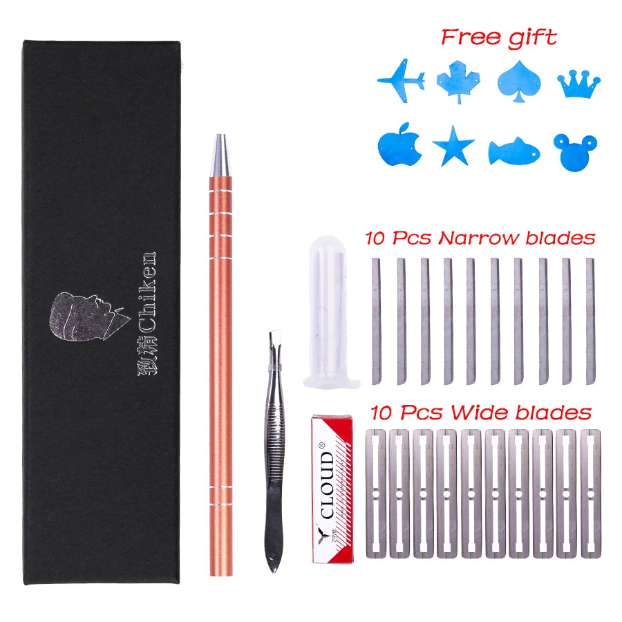 Hair Art Carving Pen Barber Tools Hairdressing Engraving Pen Hair Art Design Tattoo Eyebrow Trimmer Mustache Shaving Sharp Blade