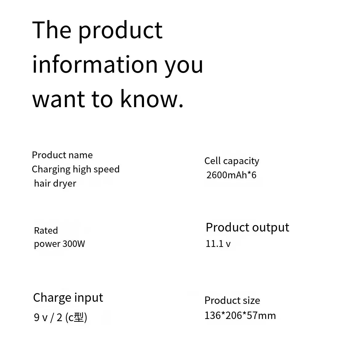 100000RPM Portable Type-C USB Charging Wireless Hair Dryer 9 Gears Powerful Wind High Speed Cold/Hot Air Negative Ions 2600mAh