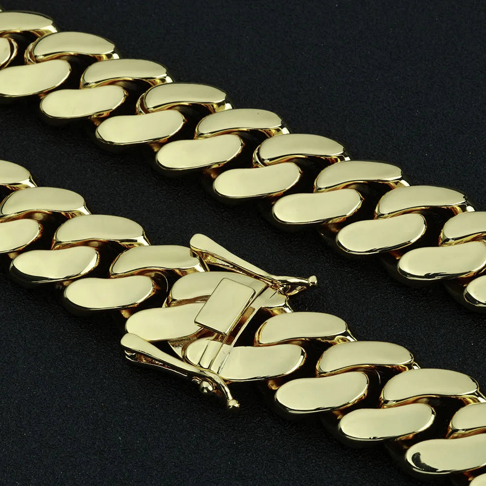 "GoldFlex Cuban Necklace: Custom 14k/18k Gold-Plated Hip Hop Chain for Men"