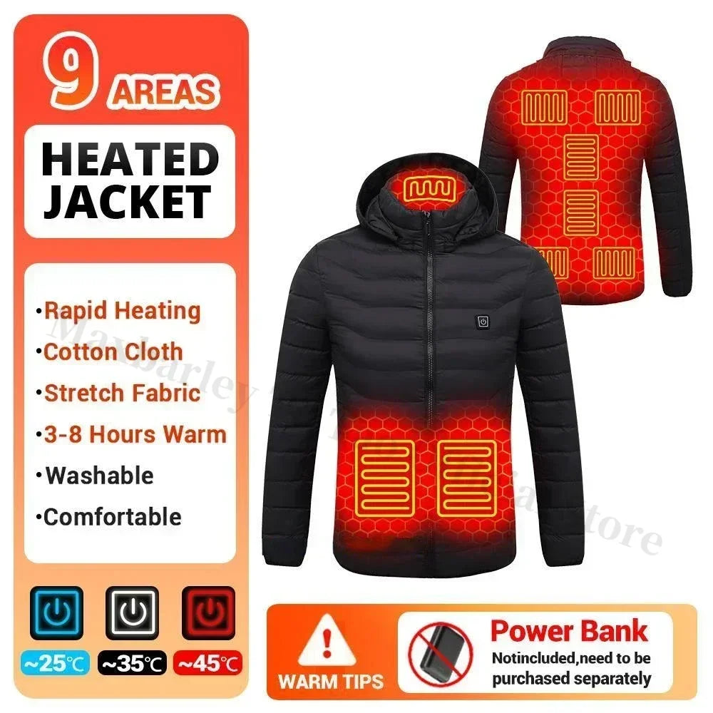 21 Areas Heating Jacket Men Winter USB Electric Heated Coat Functional Self Heating Clothes Outdoor Snow Ski Thick Padded Jacket