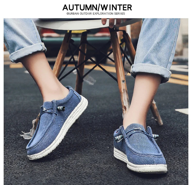 Large Size Outdoor Men's Casual Denim Canvas Shoes Vulcanize Shoes Fashion Luxury Style Designer Breathable Men Sneakers Loafers