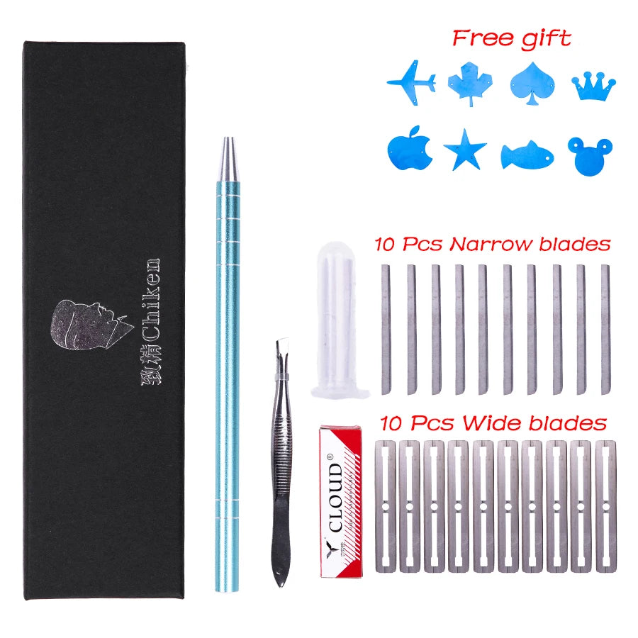 Hair Art Carving Pen Barber Tools Hairdressing Engraving Pen Hair Art Design Tattoo Eyebrow Trimmer Mustache Shaving Sharp Blade