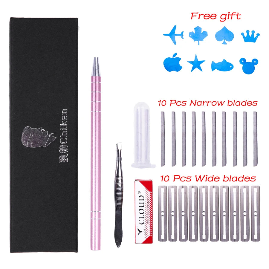 Hair Art Carving Pen Barber Tools Hairdressing Engraving Pen Hair Art Design Tattoo Eyebrow Trimmer Mustache Shaving Sharp Blade