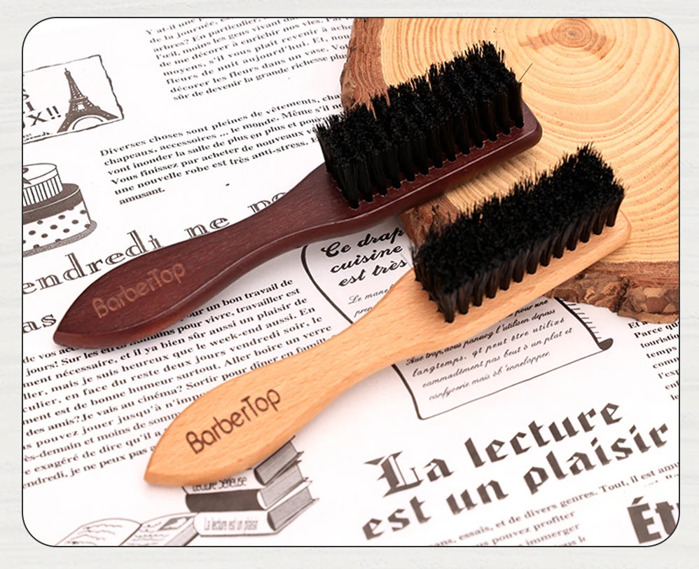 Barber Wood Handle Hairdressing Soft Hair Cleaning Brush Retro Neck Duster Broken Remove Comb Hair Styling Salon Tools
