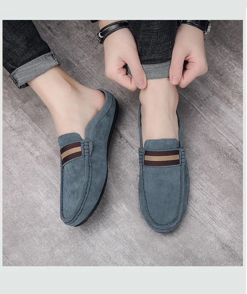 Lefu Shoes Men's Lightweight Bean Shoes Summer One Step Push lazy Breathable Casual Half Support Slippers for men