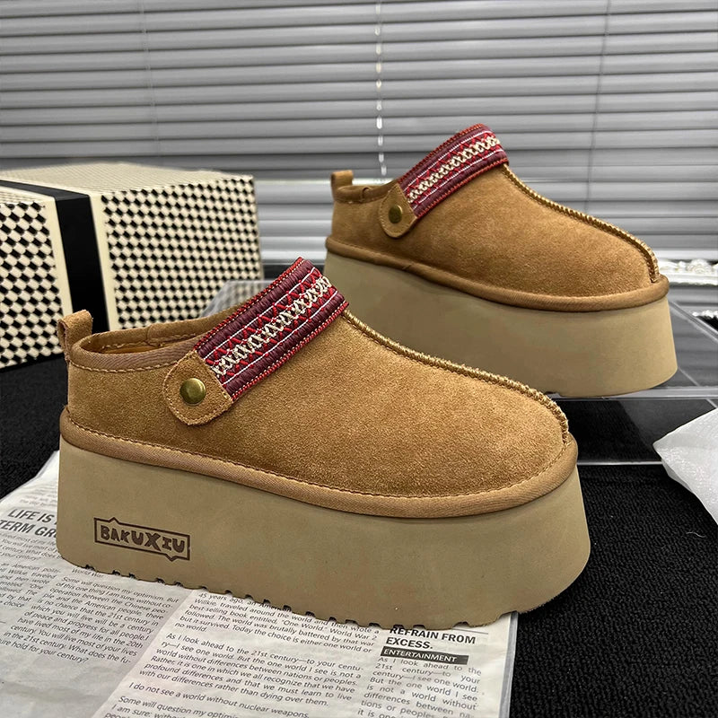 Platform Women's Slippers Suede Mules Shoes Woman Heeled Shoes Slingback Summer 2025 New Brand Casual Sneakers Zapatos De Mujer