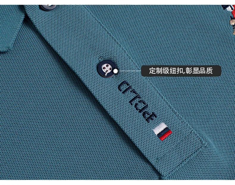 Autumn New Men's Lapel Long Sleeved T-shirt Embroidered Loose Casual Fashion Polo Shirt