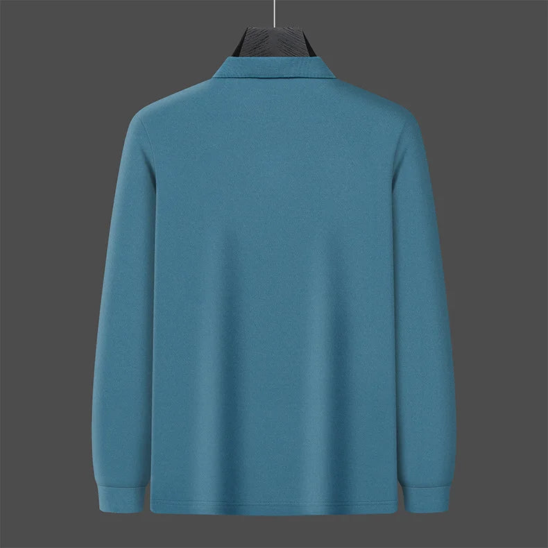 Autumn New Men's Lapel Long Sleeved T-shirt Embroidered Loose Casual Fashion Polo Shirt