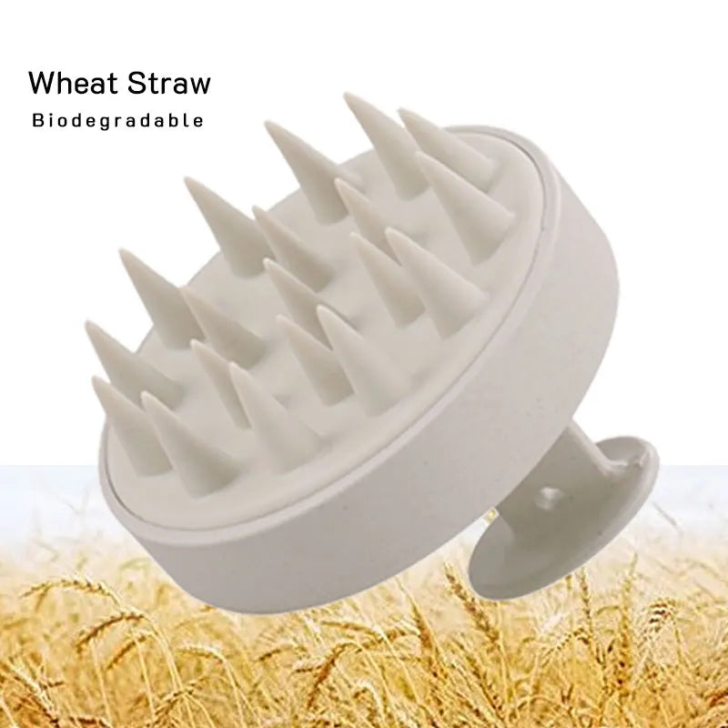 Hair Scalp Massager Brush Eco Friendly Hair Exfoliator Brush Wheat Straw Head Scrubber Silicone Scalp Massager Shampoo Brush
