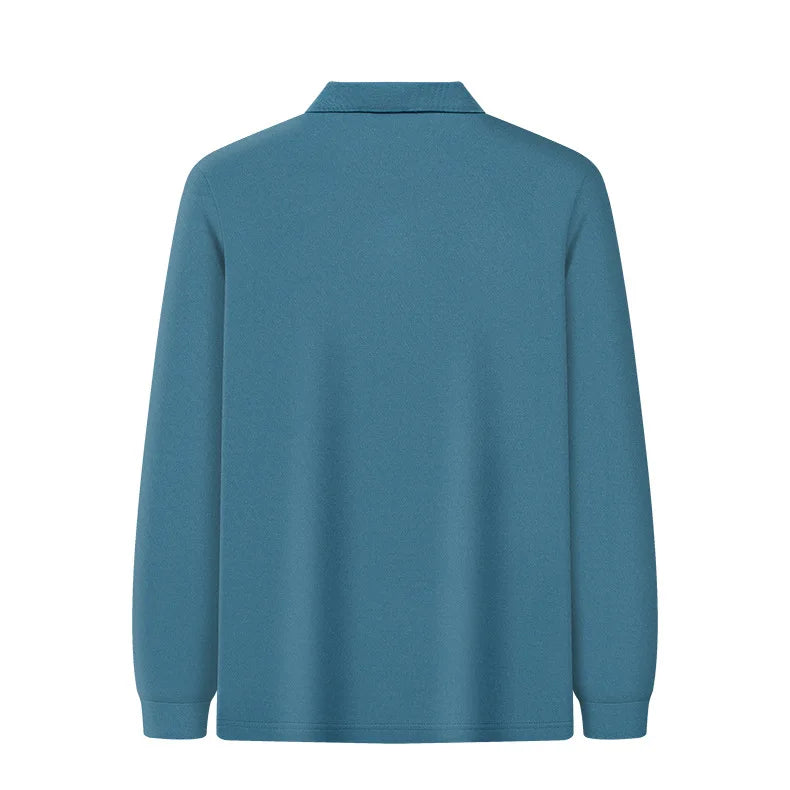 Autumn New Men's Lapel Long Sleeved T-shirt Embroidered Loose Casual Fashion Polo Shirt