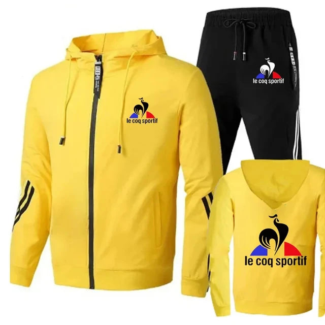 Men's sportswear autumn and winter sportswear men's two-piece set+sports pants printed brand zipper men's sportswear set Plus si