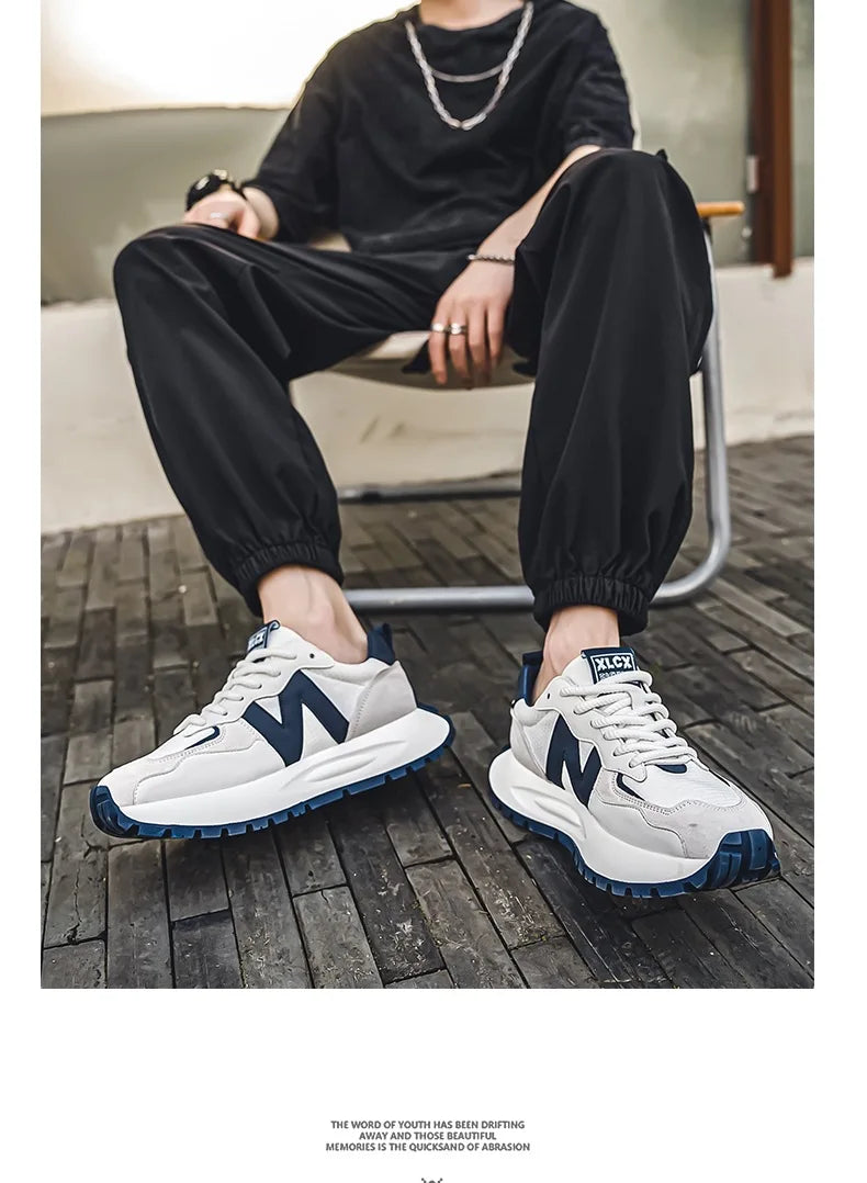 Fashion brand tenis men casual faux leather sneakers male wedged shoes 2025 spring summer breathable trainers man  gym run shoes