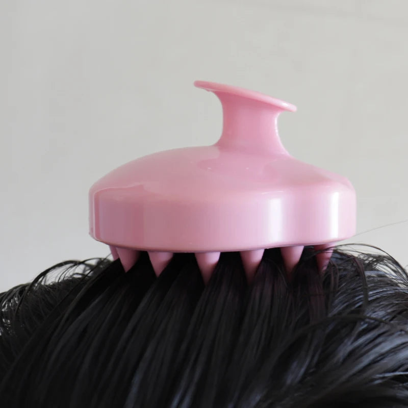 Hair Scalp Massager Brush Eco Friendly Hair Exfoliator Brush Wheat Straw Head Scrubber Silicone Scalp Massager Shampoo Brush