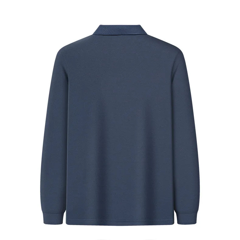 Autumn New Men's Lapel Long Sleeved T-shirt Embroidered Loose Casual Fashion Polo Shirt