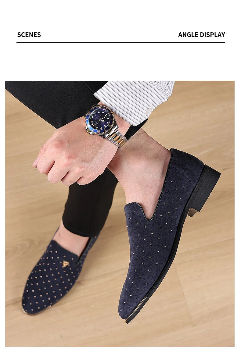 Luxury Men Dress Shoes Suede Men Casual Shoes Elegant Comfortable Loafers Designer Business Leather Shoes for Men Zapatos Hombre