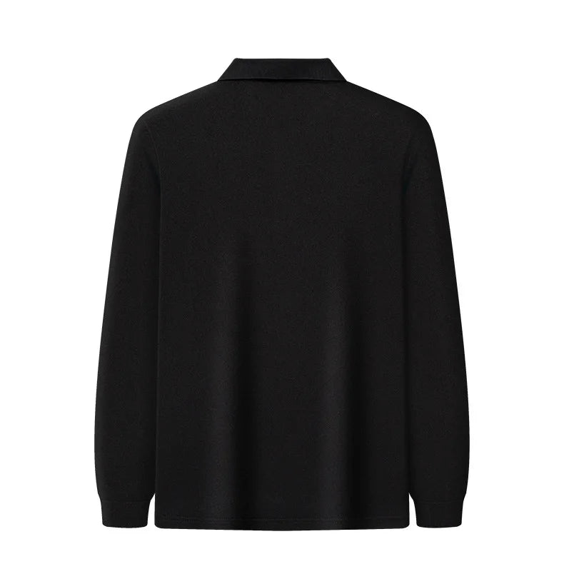 Autumn New Men's Lapel Long Sleeved T-shirt Embroidered Loose Casual Fashion Polo Shirt