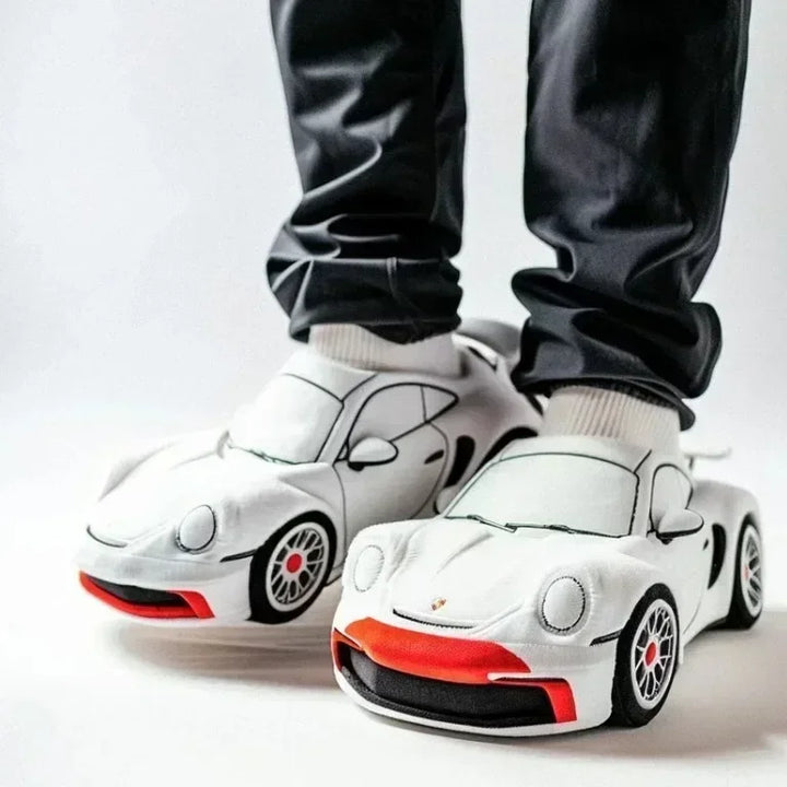 "SpeedSoft 2025: Plush Racing Slippers for Car Lovers"