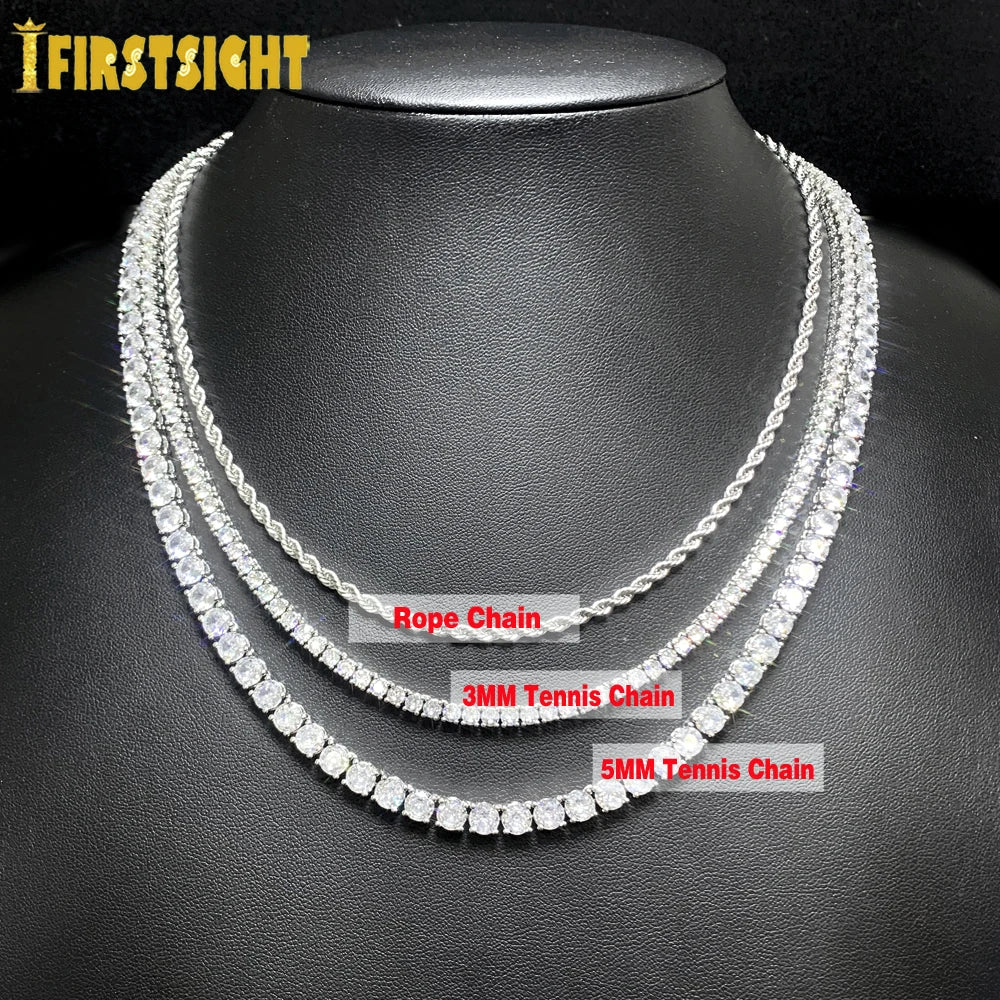 New Iced Out Bling Rose Flower Pendant Necklace For Women Men Gold Color Prong Setting Cubic Zirconia Charm Hip Hop Jewelry