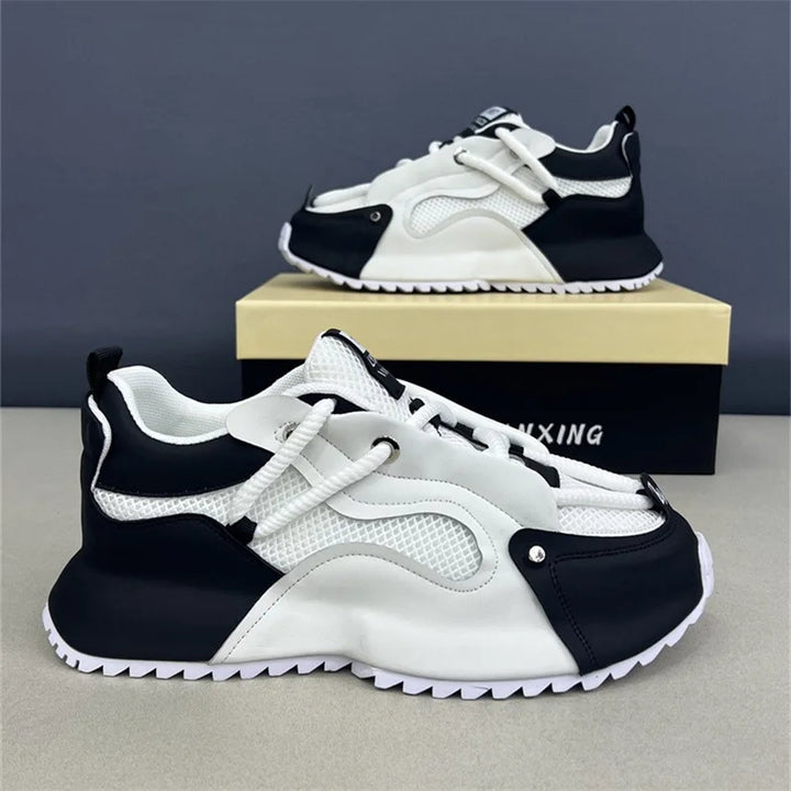 Fashion brand tenis men casual faux leather sneakers male wedged shoes 2025 spring summer breathable trainers man  gym run shoes