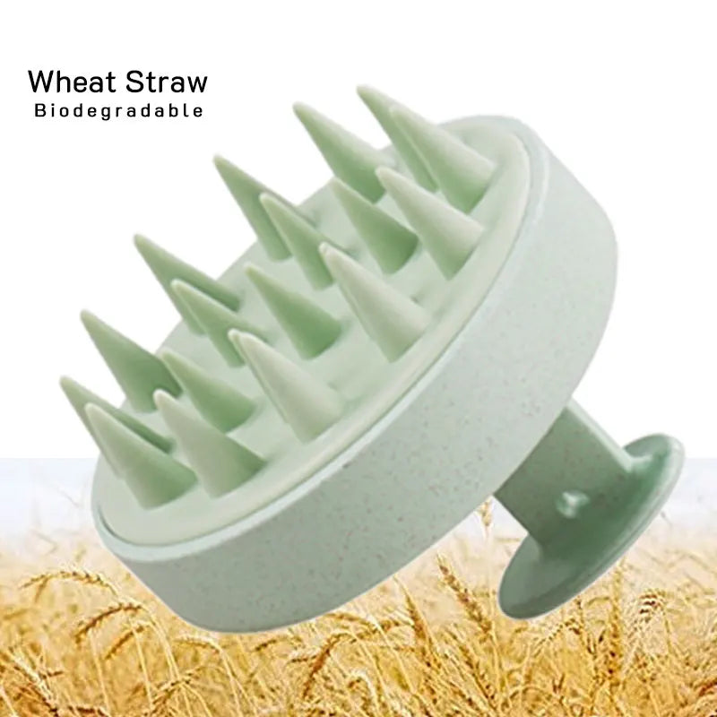 Hair Scalp Massager Brush Eco Friendly Hair Exfoliator Brush Wheat Straw Head Scrubber Silicone Scalp Massager Shampoo Brush