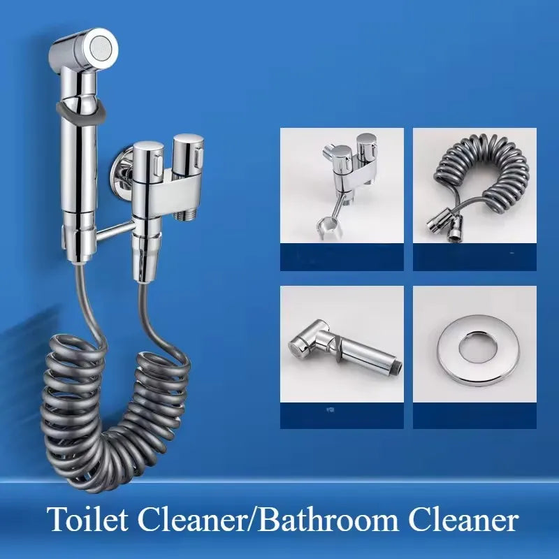 Hygienic Shower for Bathroom Toilet Bidet Shower Head Double Outlet Angle Valve of Bathroom Accessories Bidet Toilet Seat