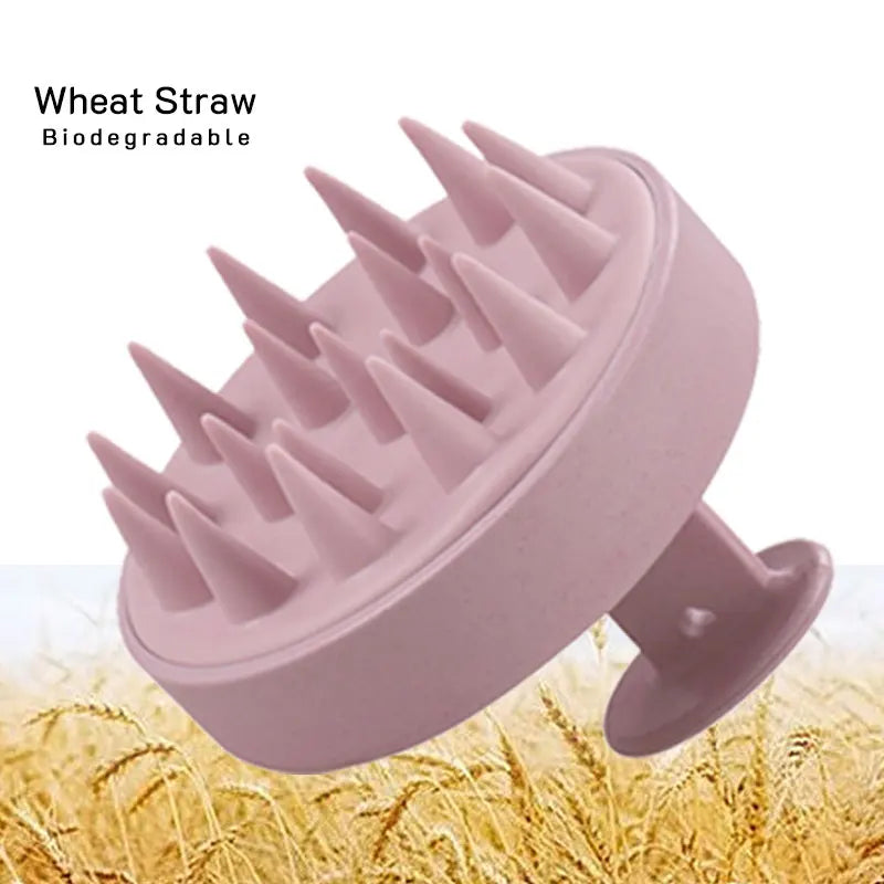 Hair Scalp Massager Brush Eco Friendly Hair Exfoliator Brush Wheat Straw Head Scrubber Silicone Scalp Massager Shampoo Brush