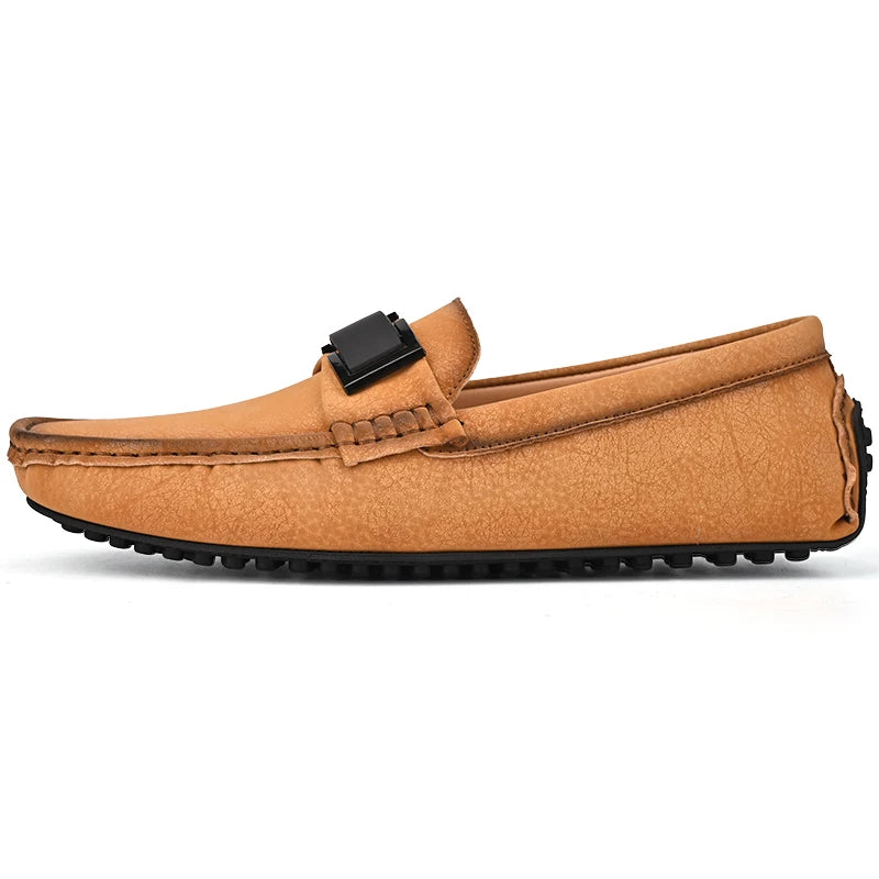 Golden Sapling White Loafers for Men Fashion Soft Sole Social Shoes Casual Driving Flats Slip-on Male Moccasins Plus Size 38-49