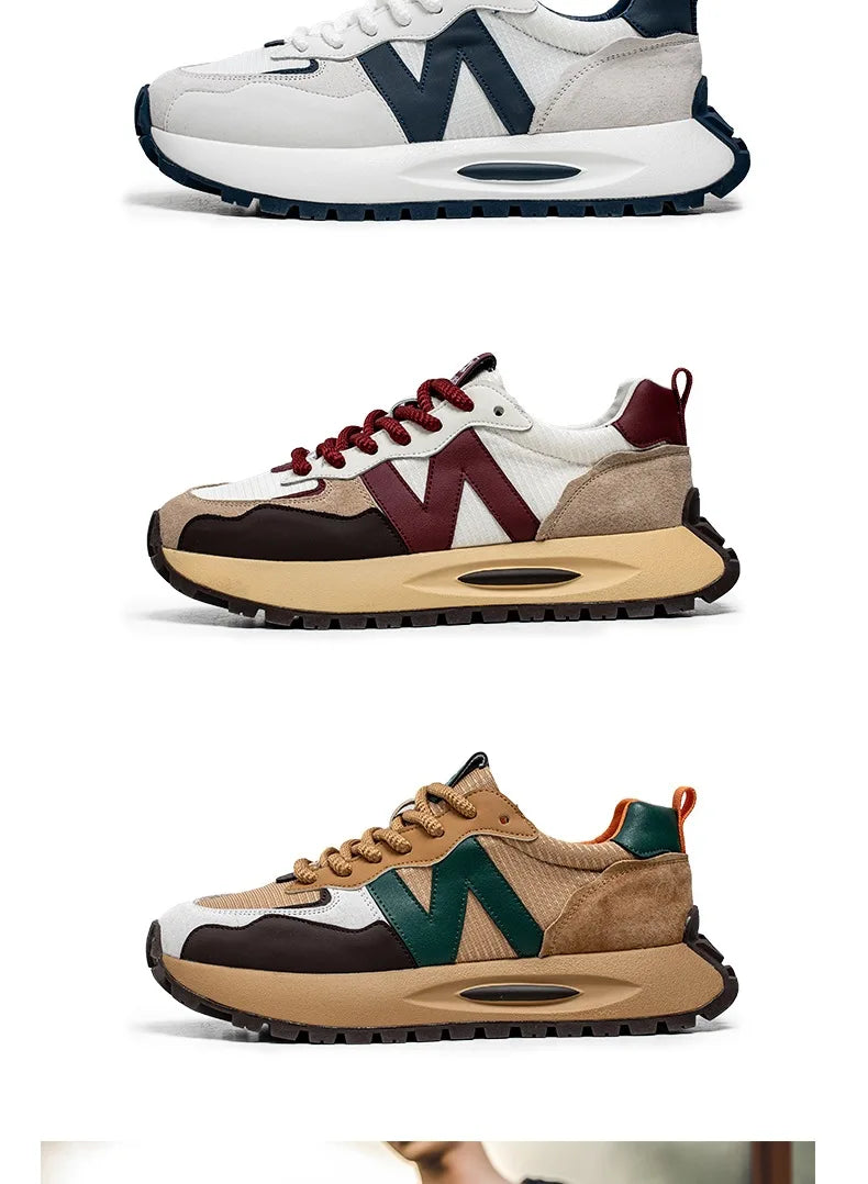 Fashion brand tenis men casual faux leather sneakers male wedged shoes 2025 spring summer breathable trainers man  gym run shoes