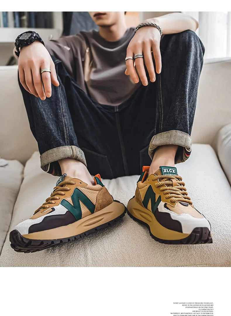 Fashion brand tenis men casual faux leather sneakers male wedged shoes 2025 spring summer breathable trainers man  gym run shoes