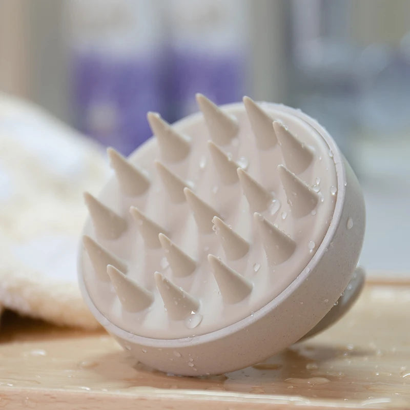Hair Scalp Massager Brush Eco Friendly Hair Exfoliator Brush Wheat Straw Head Scrubber Silicone Scalp Massager Shampoo Brush