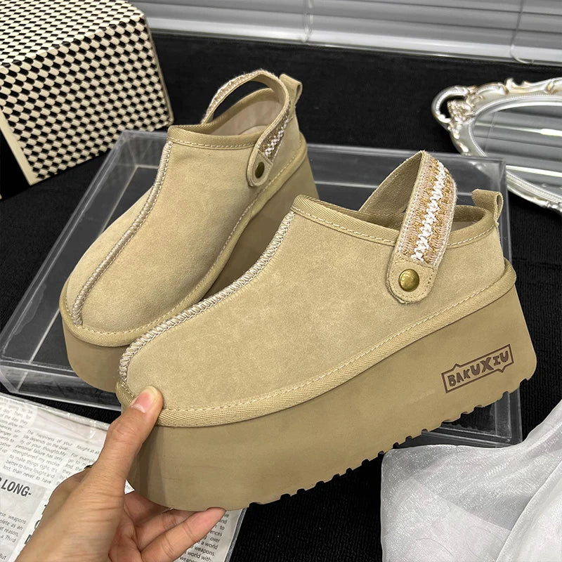 Platform Women's Slippers Suede Mules Shoes Woman Heeled Shoes Slingback Summer 2025 New Brand Casual Sneakers Zapatos De Mujer