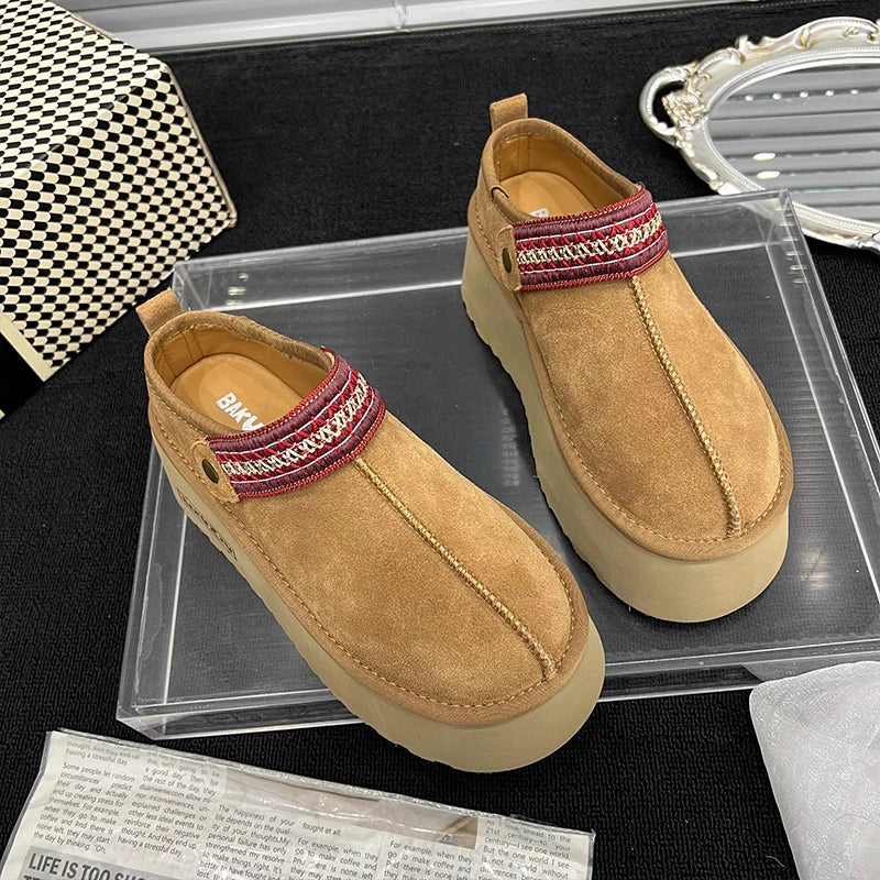 Platform Women's Slippers Suede Mules Shoes Woman Heeled Shoes Slingback Summer 2025 New Brand Casual Sneakers Zapatos De Mujer