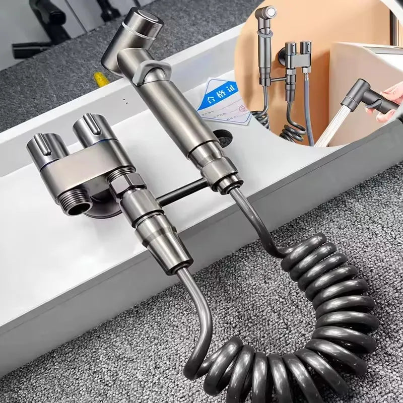 Hygienic Shower for Bathroom Toilet Bidet Shower Head Double Outlet Angle Valve of Bathroom Accessories Bidet Toilet Seat