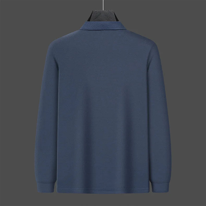 Autumn New Men's Lapel Long Sleeved T-shirt Embroidered Loose Casual Fashion Polo Shirt