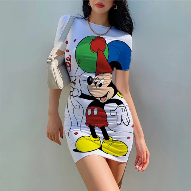 "MagicVibe Disney Dress: Minnie & Mickey Bodycon for Summer Fun"