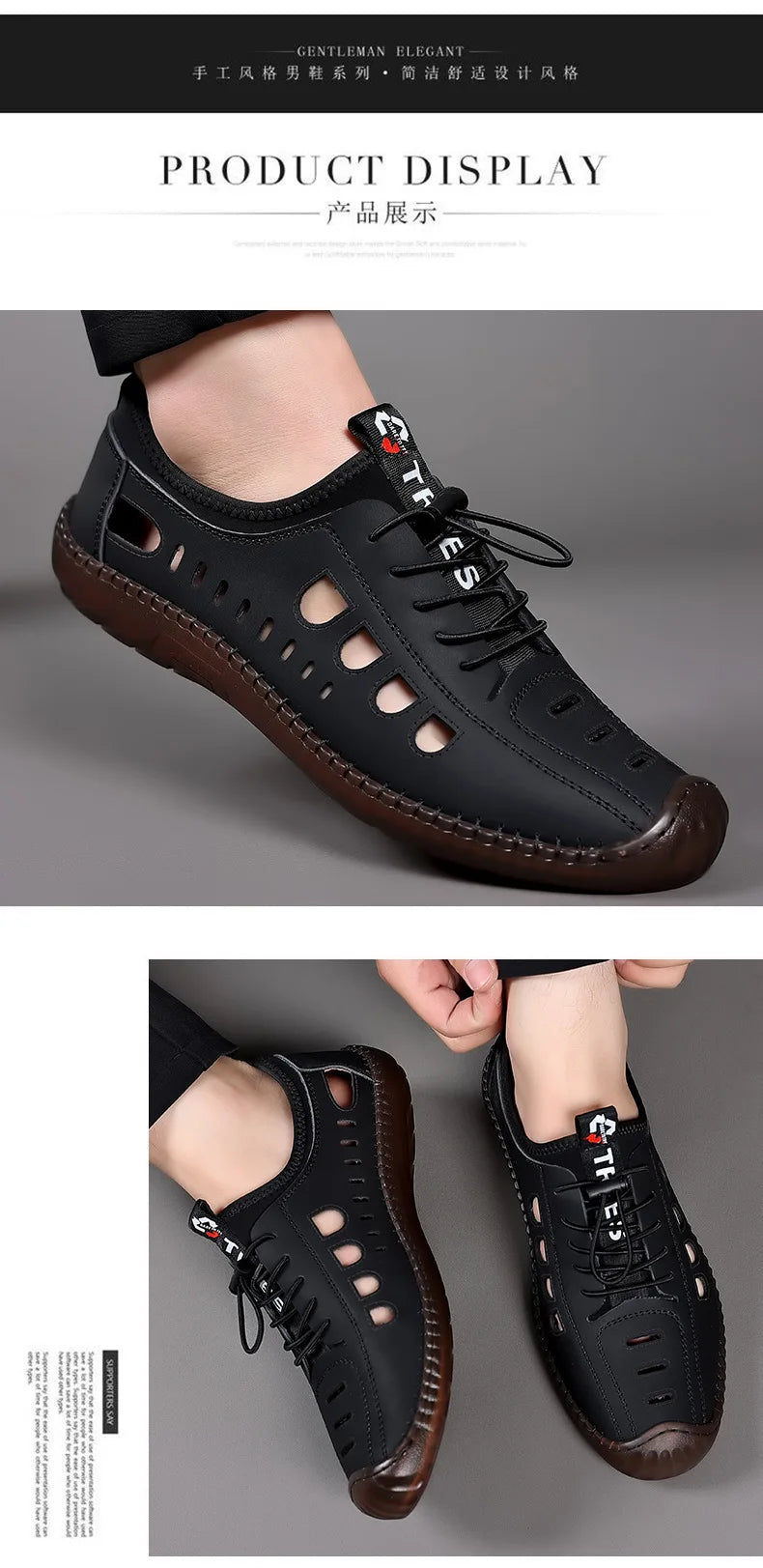 New Summer Men's Casual Sandals Fashion Hollow Breathable Shoes Flat Men's Business Soft Sole Sports Shoes Fashion Men's Shoes