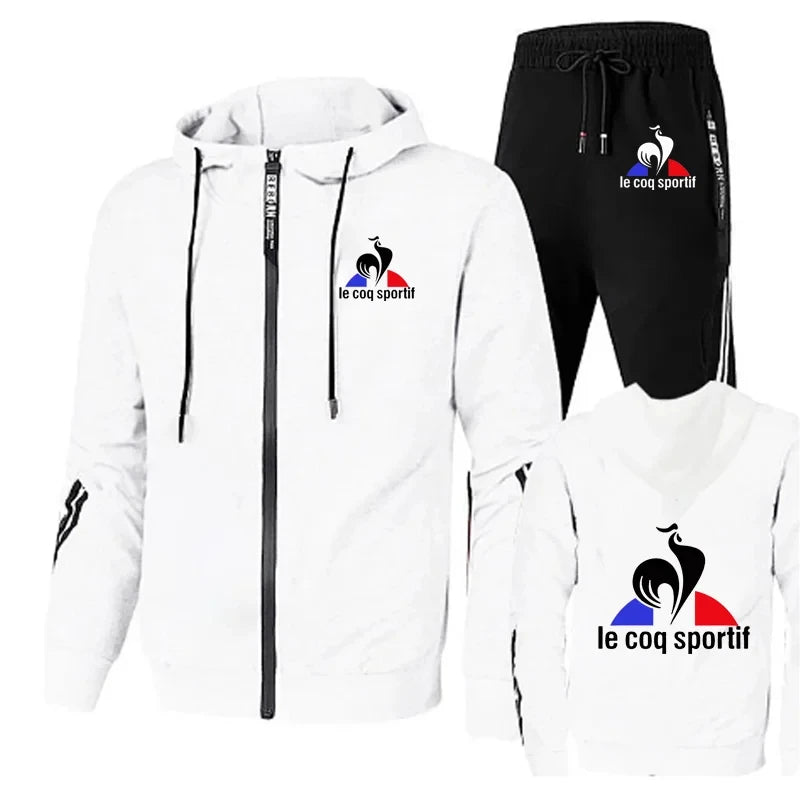 Men's sportswear autumn and winter sportswear men's two-piece set+sports pants printed brand zipper men's sportswear set Plus si