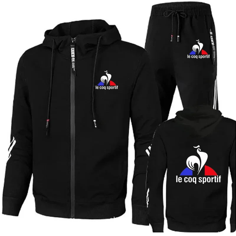 Men's sportswear autumn and winter sportswear men's two-piece set+sports pants printed brand zipper men's sportswear set Plus si