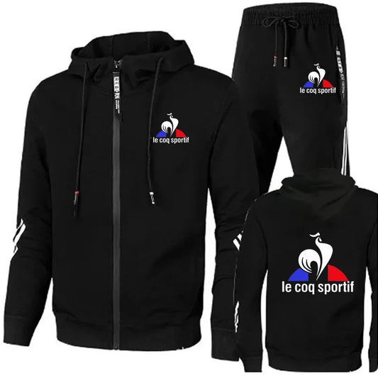 Men's sportswear autumn and winter sportswear men's two-piece set+sports pants printed brand zipper men's sportswear set Plus si