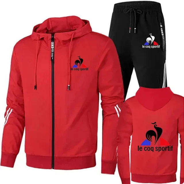 Men's sportswear autumn and winter sportswear men's two-piece set+sports pants printed brand zipper men's sportswear set Plus si