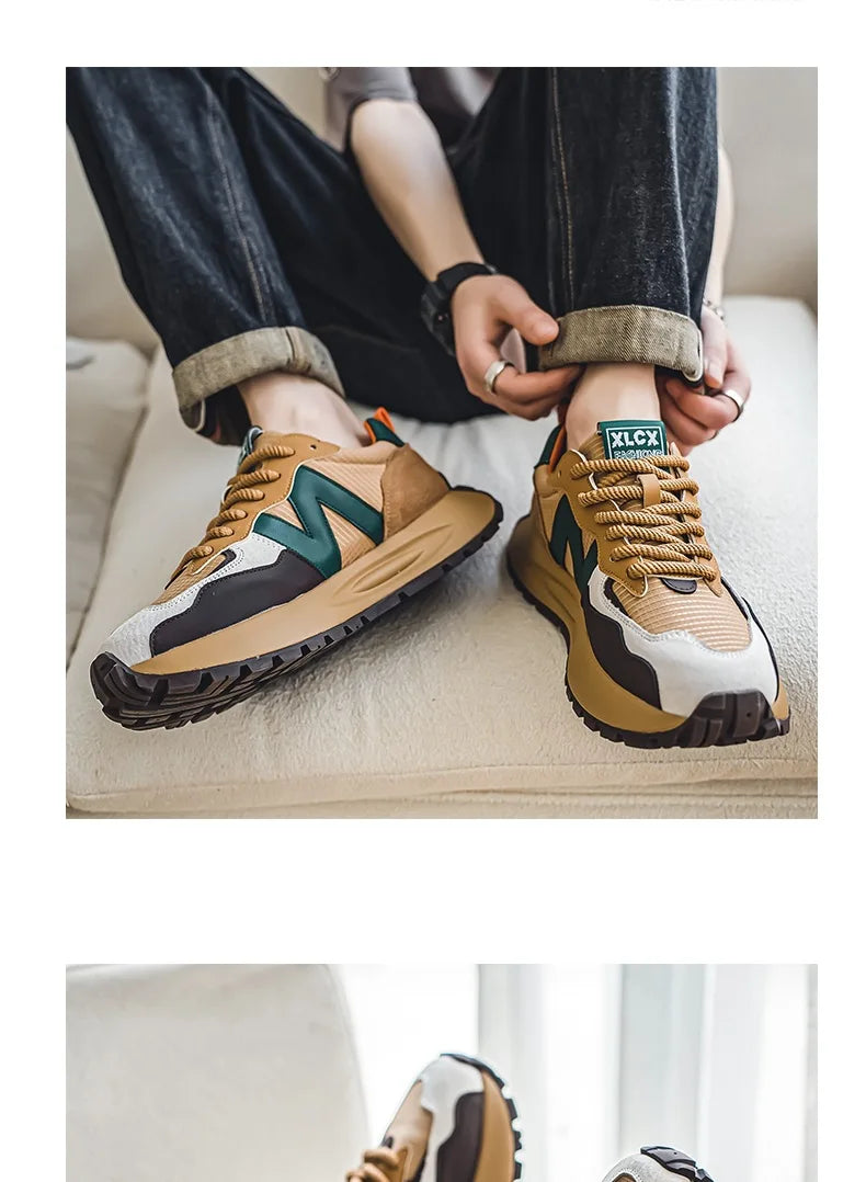 Fashion brand tenis men casual faux leather sneakers male wedged shoes 2025 spring summer breathable trainers man  gym run shoes