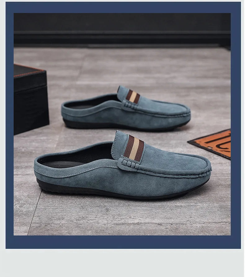 Lefu Shoes Men's Lightweight Bean Shoes Summer One Step Push lazy Breathable Casual Half Support Slippers for men