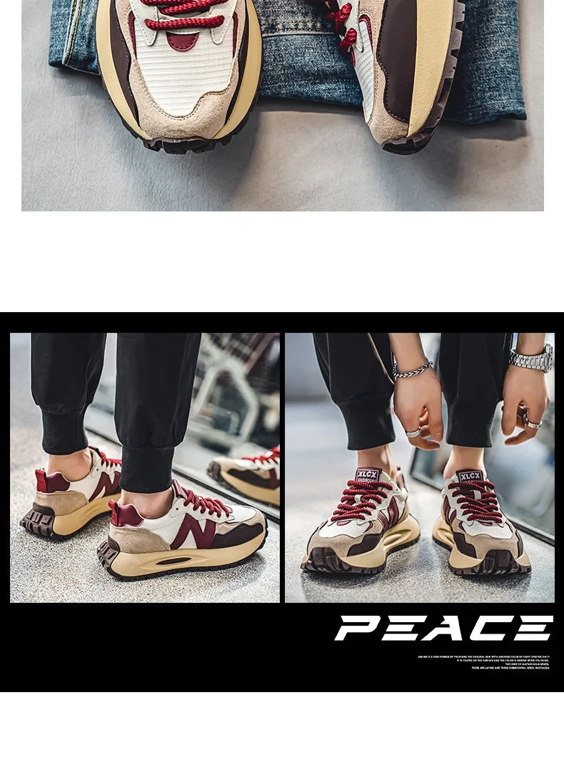 Fashion brand tenis men casual faux leather sneakers male wedged shoes 2025 spring summer breathable trainers man  gym run shoes