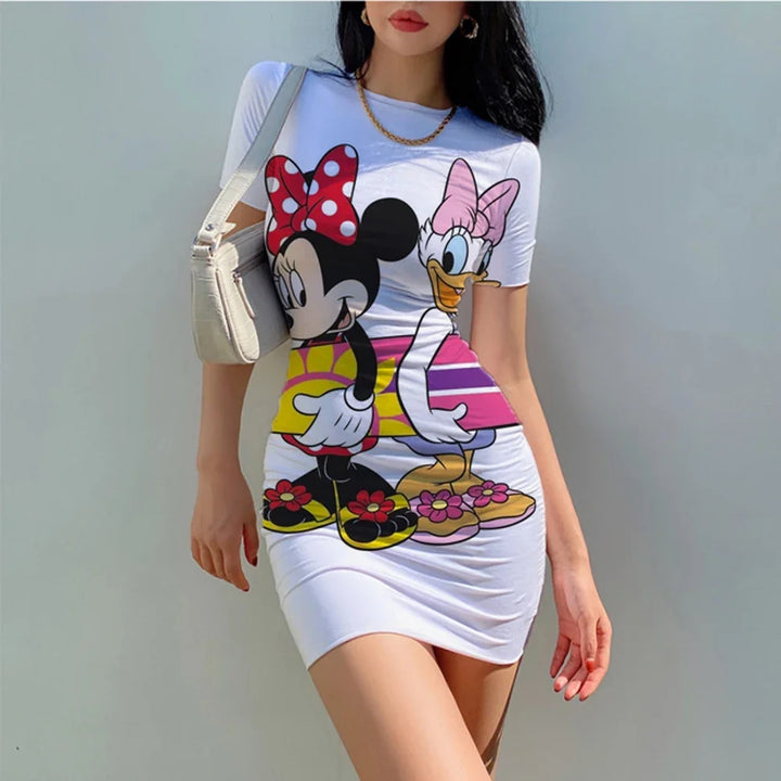 "MagicVibe Disney Dress: Minnie & Mickey Bodycon for Summer Fun"