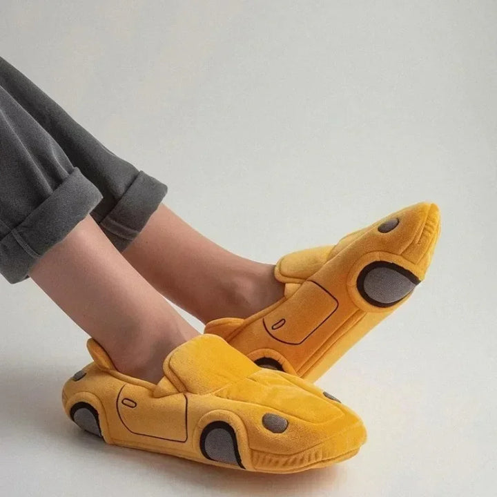 "SpeedSoft 2025: Plush Racing Slippers for Car Lovers"