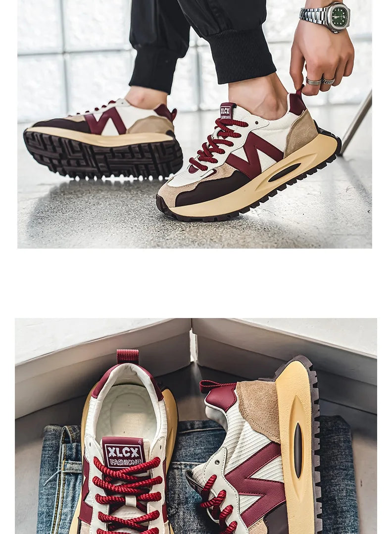 Fashion brand tenis men casual faux leather sneakers male wedged shoes 2025 spring summer breathable trainers man  gym run shoes