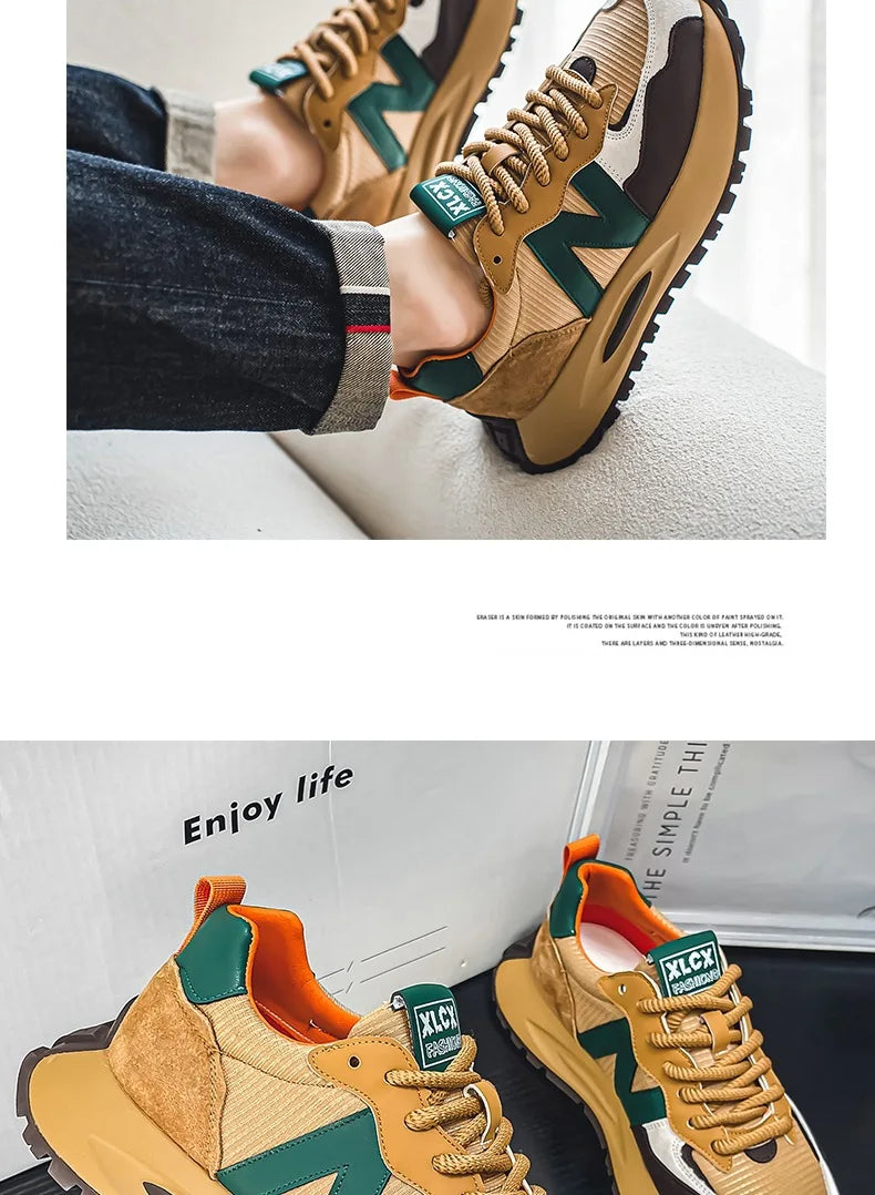 Fashion brand tenis men casual faux leather sneakers male wedged shoes 2025 spring summer breathable trainers man  gym run shoes