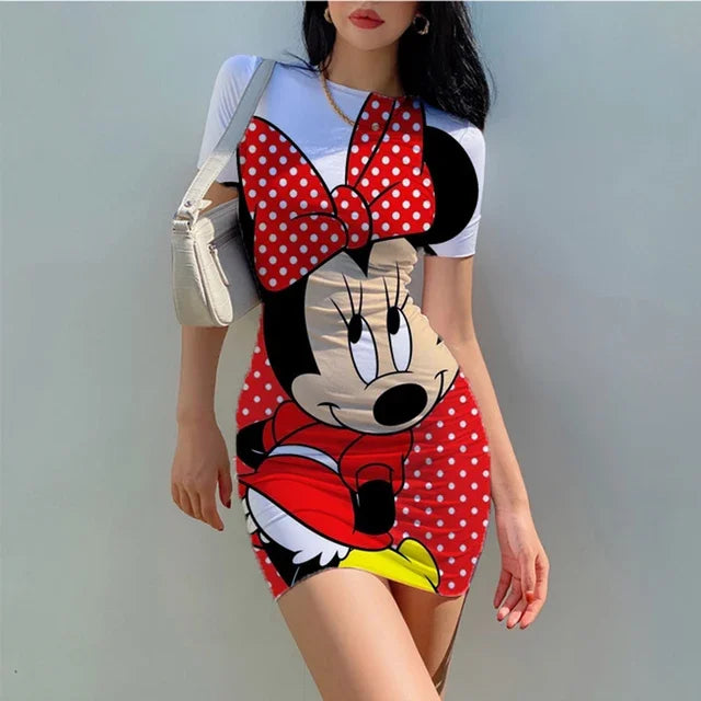 "MagicVibe Disney Dress: Minnie & Mickey Bodycon for Summer Fun"