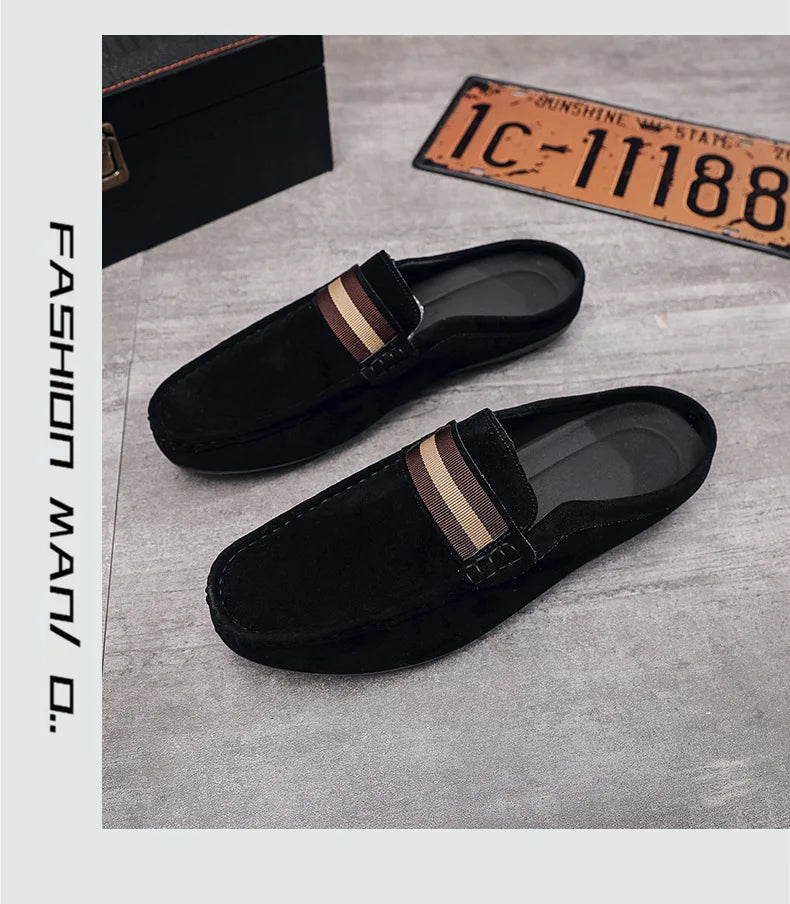 Lefu Shoes Men's Lightweight Bean Shoes Summer One Step Push lazy Breathable Casual Half Support Slippers for men