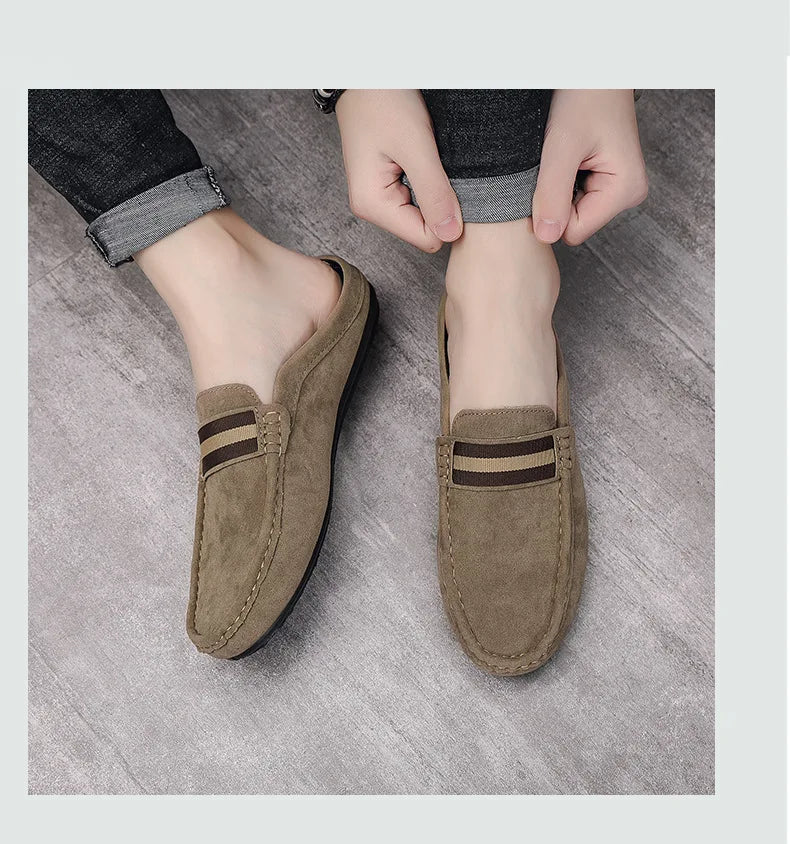 Lefu Shoes Men's Lightweight Bean Shoes Summer One Step Push lazy Breathable Casual Half Support Slippers for men